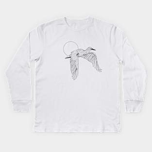 Snowy Egret Bird Kids Long Sleeve T-Shirt